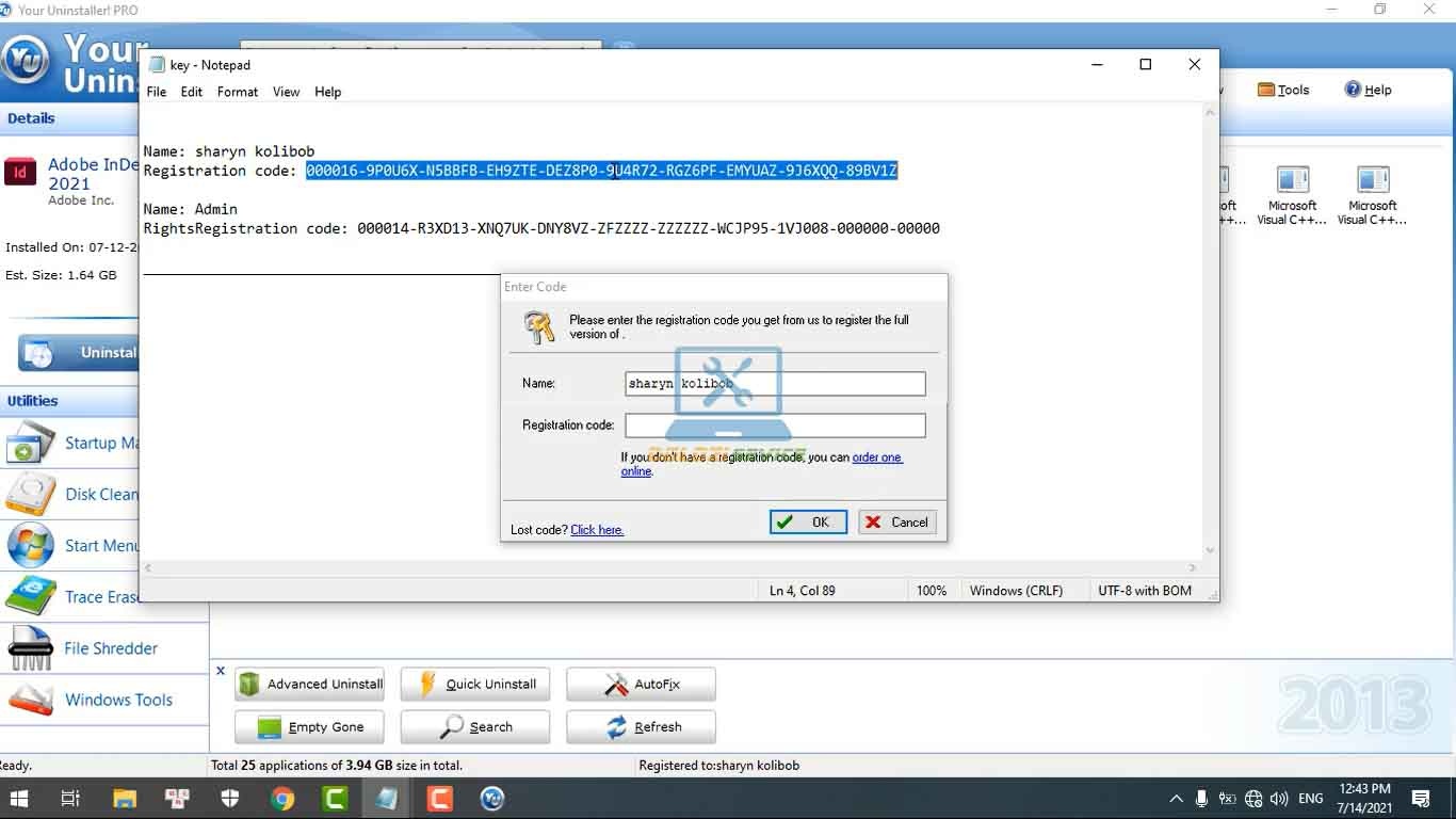 Nhập Key kích hoạt bản quyền Your Uninstaller 7.5 Full Crack