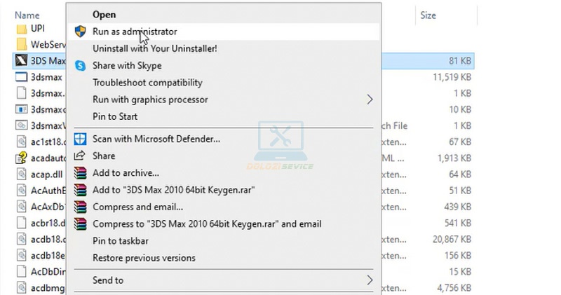 Chạy File Crack với quyền Admin