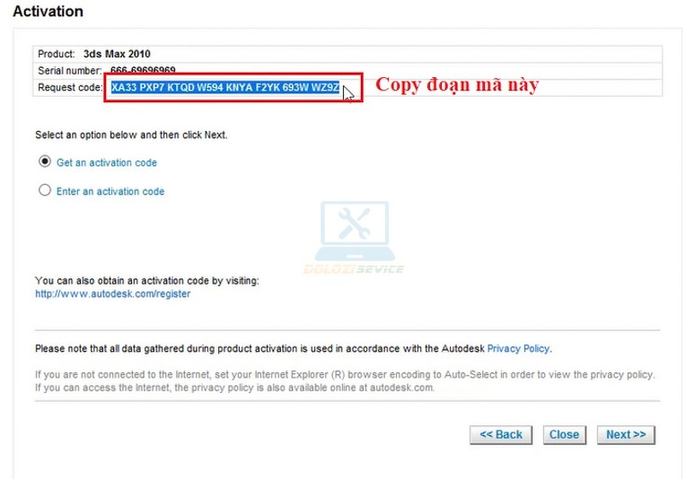 Ta tiến hành Copy Request code như hình dưới