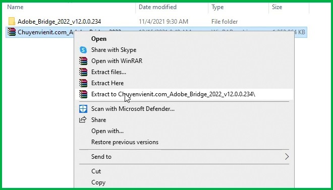 Giải nén phần mềm Adobe Bridge 2022 Giải nén phần mềm Adobe Bridge 2022
