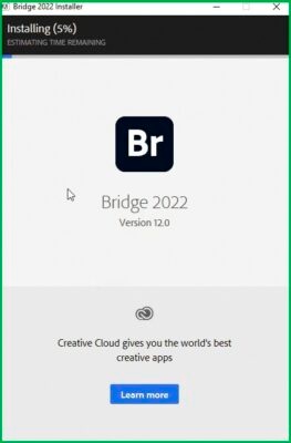 Đợi cài đặt Adobe Bridge 2022 hoàn tất Đợi cài đặt Adobe Bridge 2022 hoàn tất