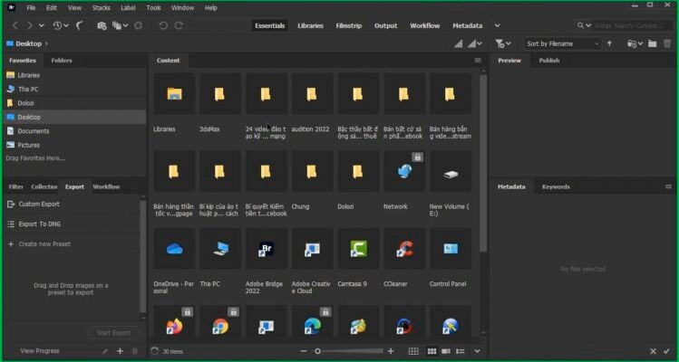 Giao diện Adobe Bridge 2022 Giao diện Adobe Bridge 2022