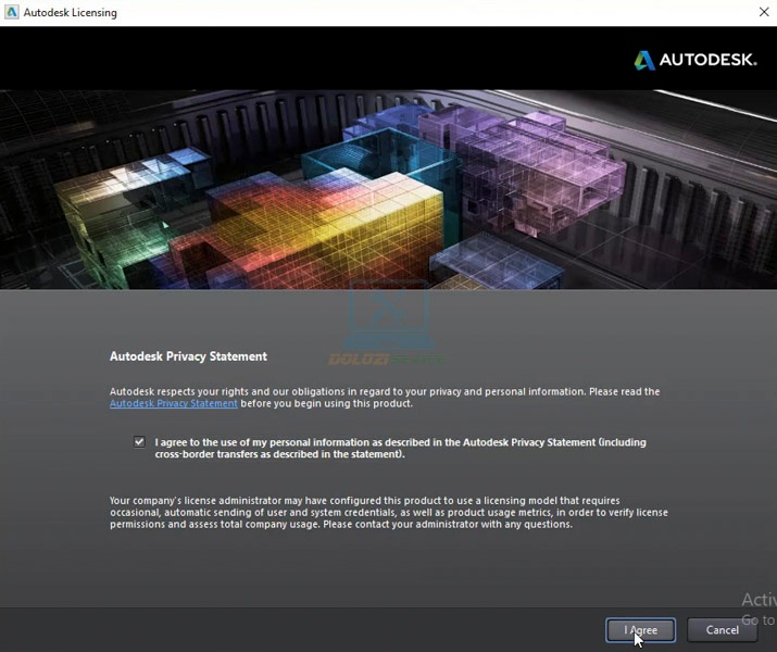 Khởi động phần mềm 3DS Max 2014 tích chọn như hình sau đó nhấn I Agree
