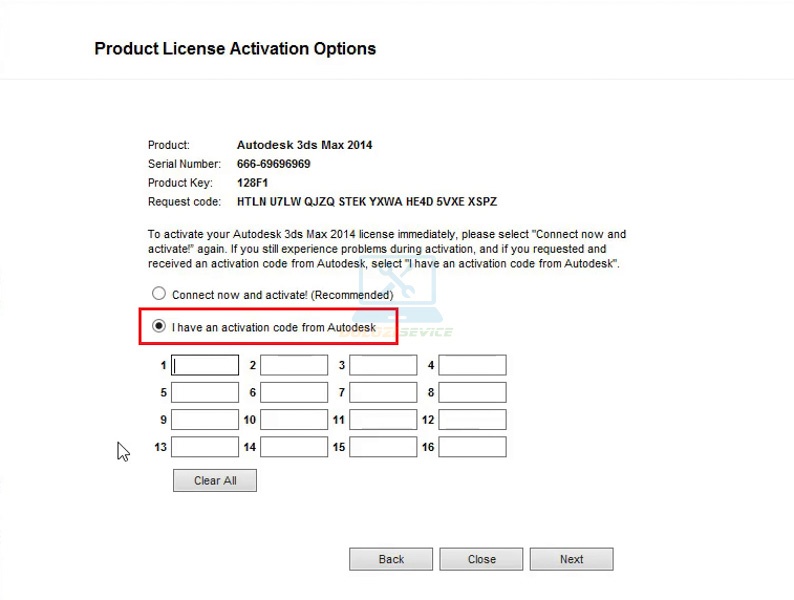 Ta chọn I have an activation code from Autodesk