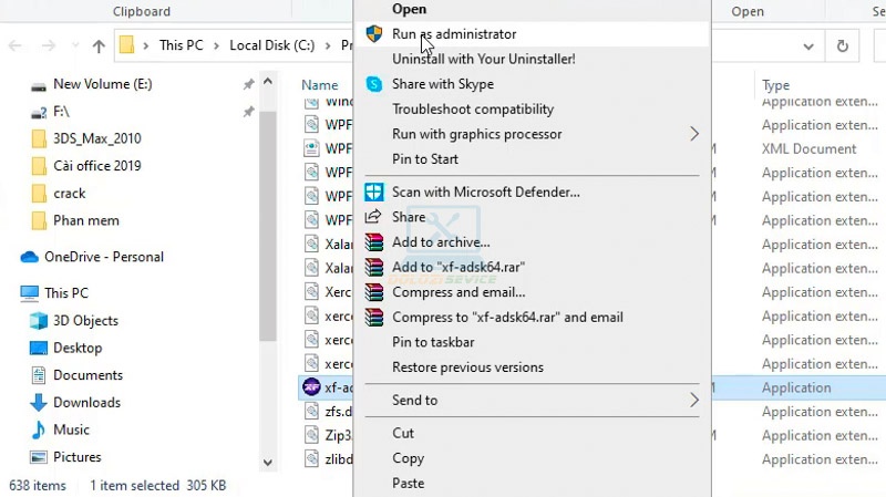 Chạy File Crack với quyền Admin