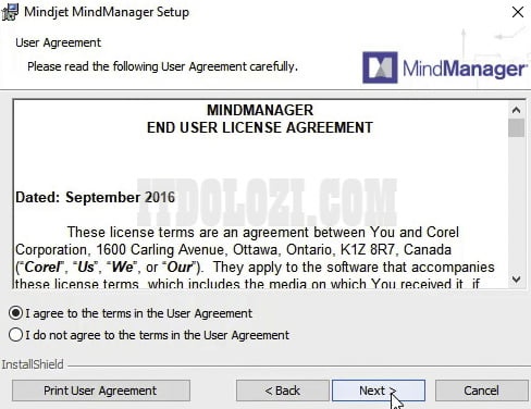 Chọn  I agree to the terms in the User Agreement sau đó nhấn Next