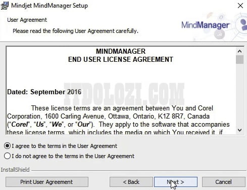 Chọn  I agree to the terms in the User Agreement sau đó nhấn Next