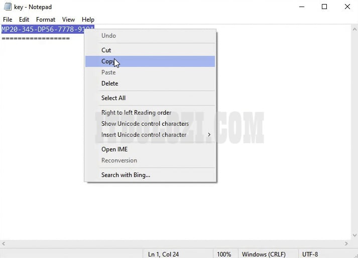 Copy Key kích hoạt