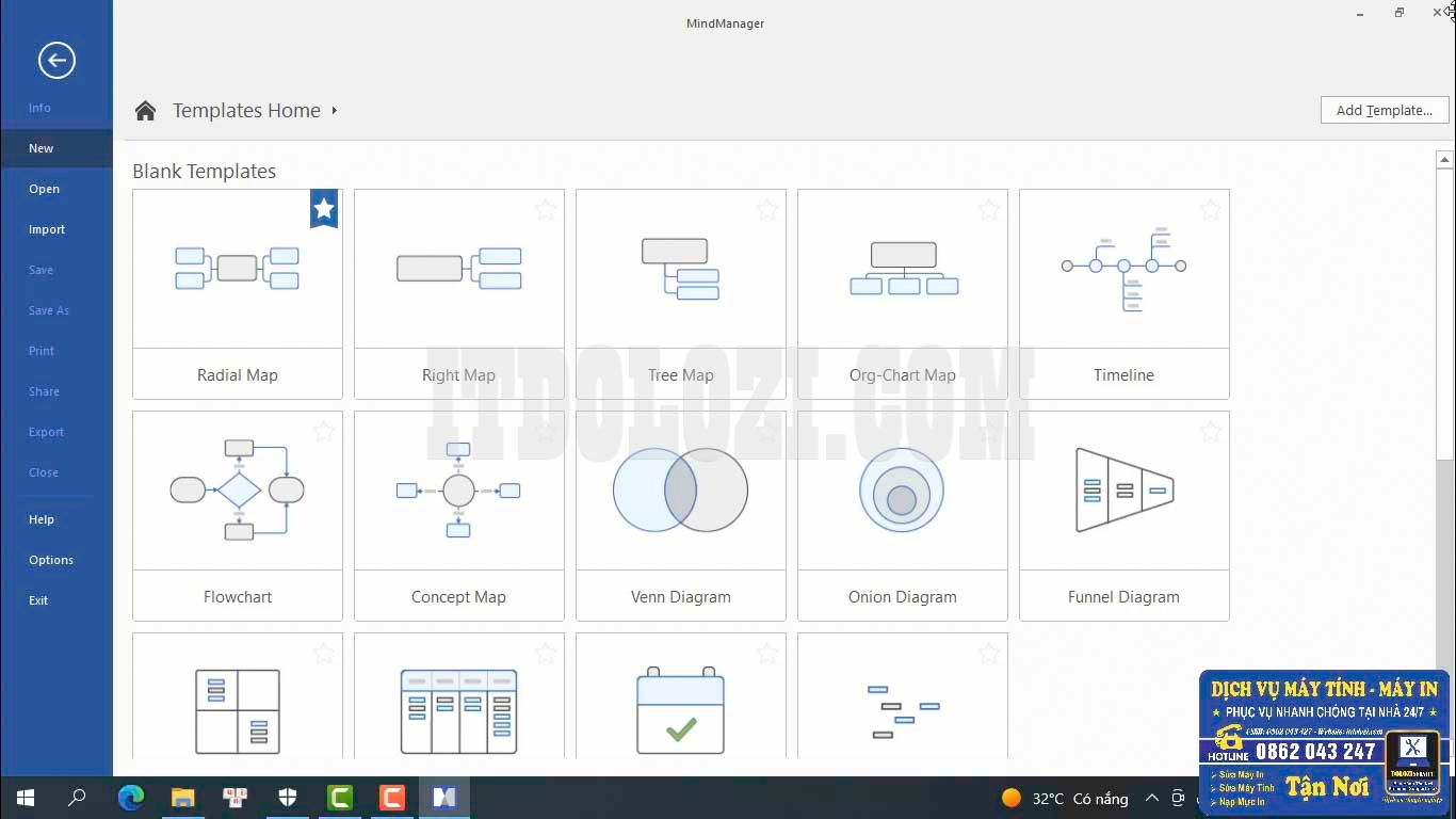 Giao diện phần mềm Mindjet MindManager 2020 sau khi kích hoạt