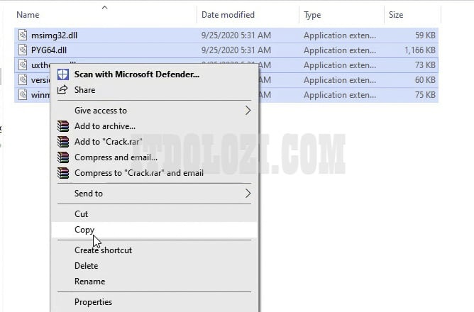Sao chép file kích hoạt Copy tất cả các File trong thư mục Crack