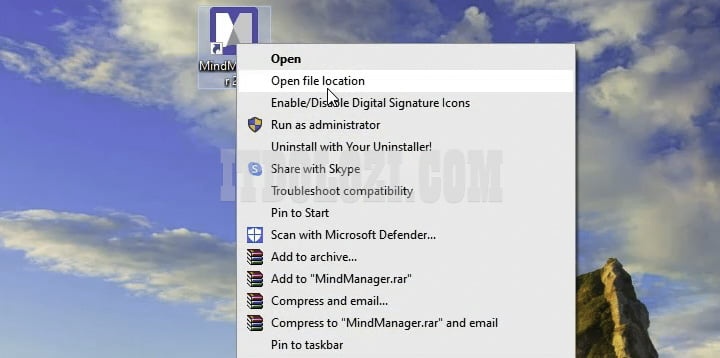Mở thư mục cài đặt Chuột phải vào Icon trên màn hình Desktop sau đó chọn Open file location