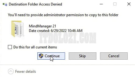 Xác nhận thay thế file Chọn Continue