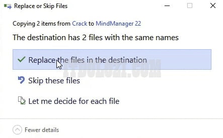 Chọn Replace the files in the destination