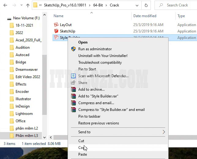 Ta tiến hành Copy File Style Builder trong thư mục kích hoạt