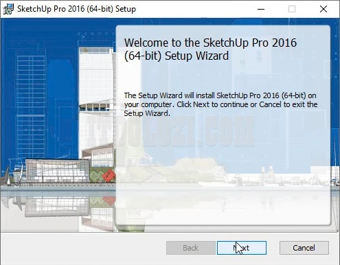 Nhấn Next để tiếp tục cài đặt Sketchup 2016