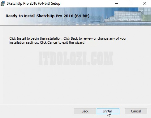 Nhấn Install để bắt đầu cài đặt Sketchup 2016