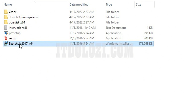 Giải nén phần mềm sau đó chạy File Setup Sketchup 2017