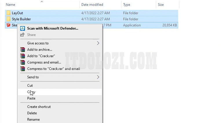 Ta tiến hành Copy 3 File Sketchup trong thư mục Crack