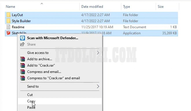 Ta tiến hành Copy 3 File Sketchup trong thư mục Crack