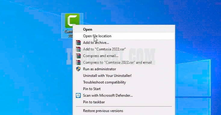 Quay ra ngoài màn hình Desktop ta chuột phải vào Icon và chọn Open File Location