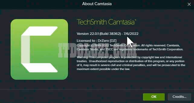 Kích hoạt thành công phần mềm Camtasia 2022 Full Crack