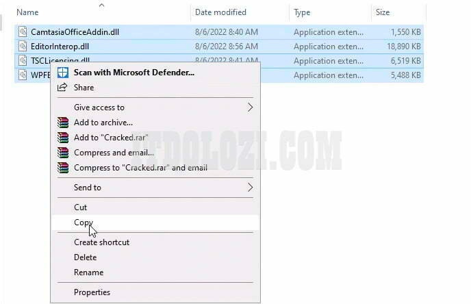Trong thư mục ta nhấn Ctrl + A sau đó chuột phải và chọn Copy