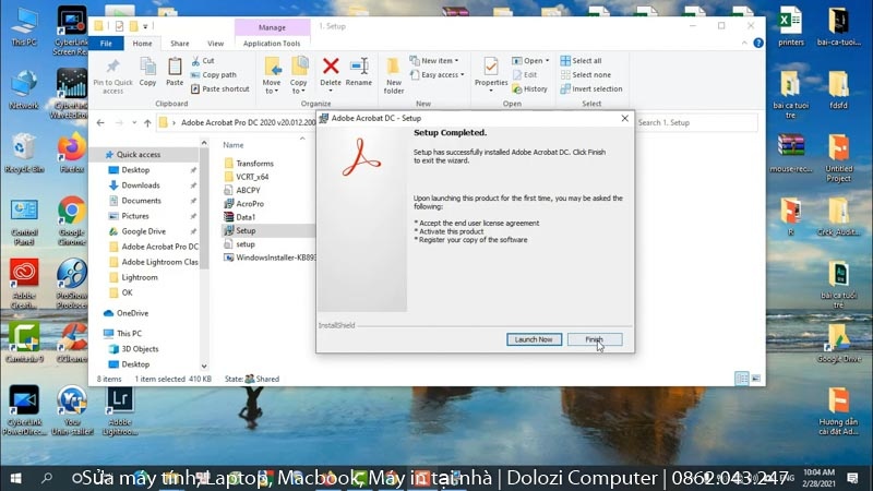 Hoàn thành cài đặt Adobe acrobat Pro 2020