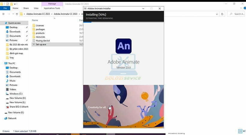Chờ phần mềm Animate CC 2023 cài đặt xong