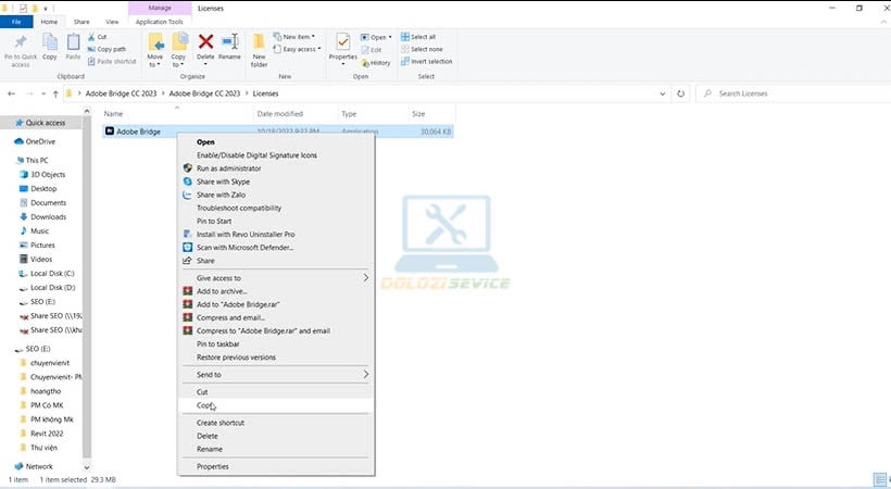 Sao chép file kích hoạt