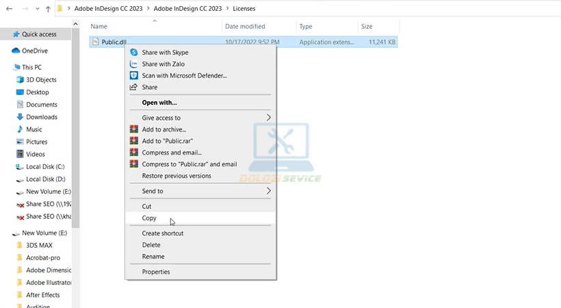 Copy file kích hoạt Adobe Indesign 2023