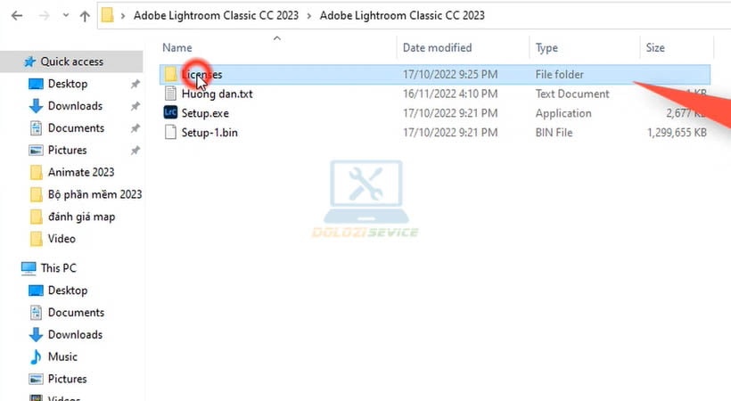 Mở file kích hoạt Adobe Lightroom 2023