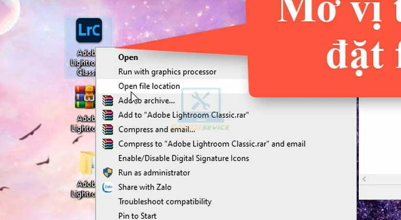 Mở vị trí file cài đặt Adobe Lightroom 2023