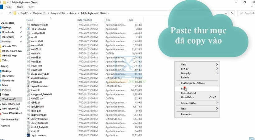 Dán file kích hoạt Adobe Lightroom 2023