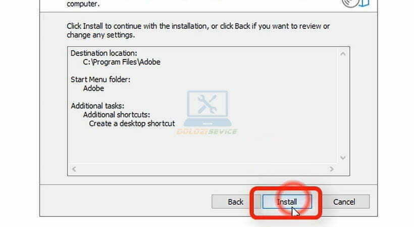 Chọn Install để bắt đầu cài đặt Adobe Lightroom 2023