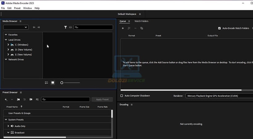 Giao diện Adobe Media Encoder 2023