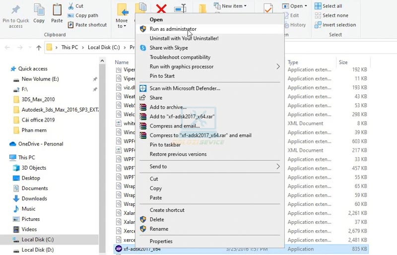 Chạy File kích hoạt với quyền Admin Chạy File kích hoạt với quyền Admin