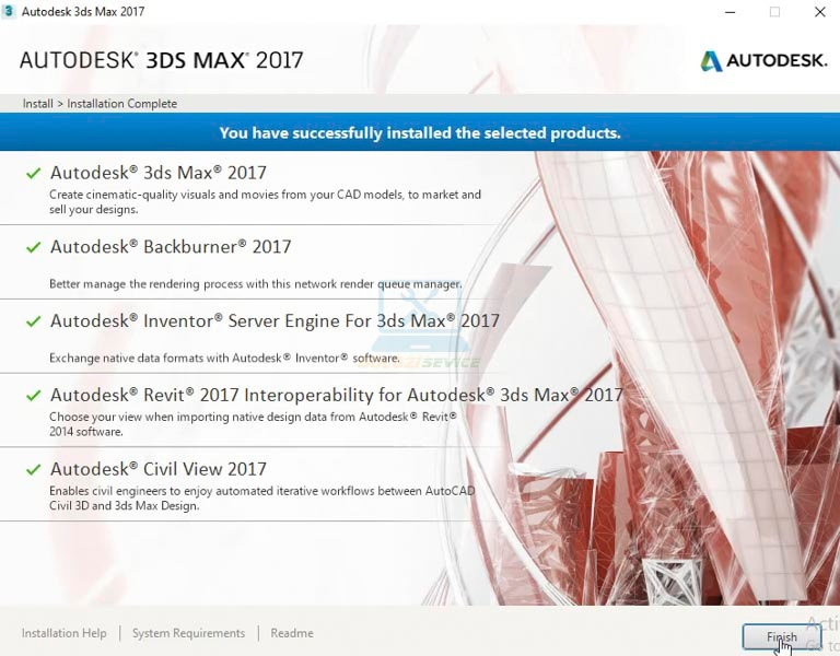 Hoàn tất cài đặt phần mềm 3DS Max 2017 Hoàn tất cài đặt phần mềm 3DS Max 2017
