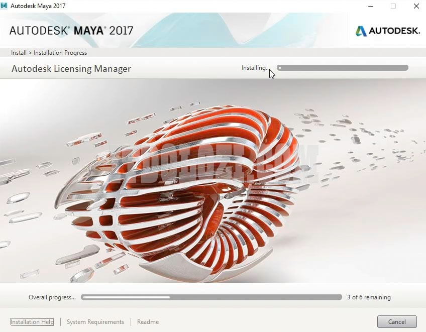 Đợi phần mềm Autodesk Maya 2017 hoàn tất