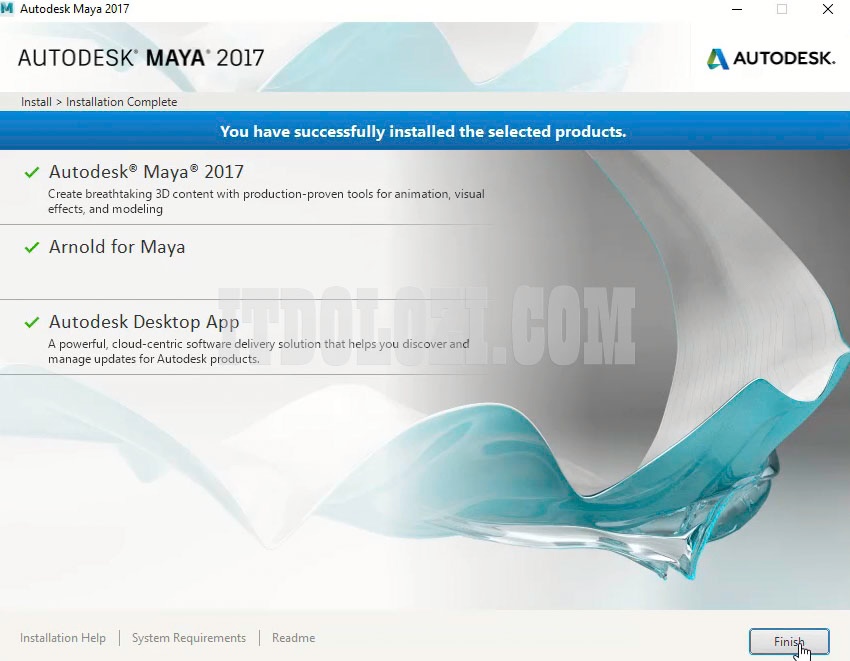 Hoàn tất cài đặt Autodesk Maya 2017