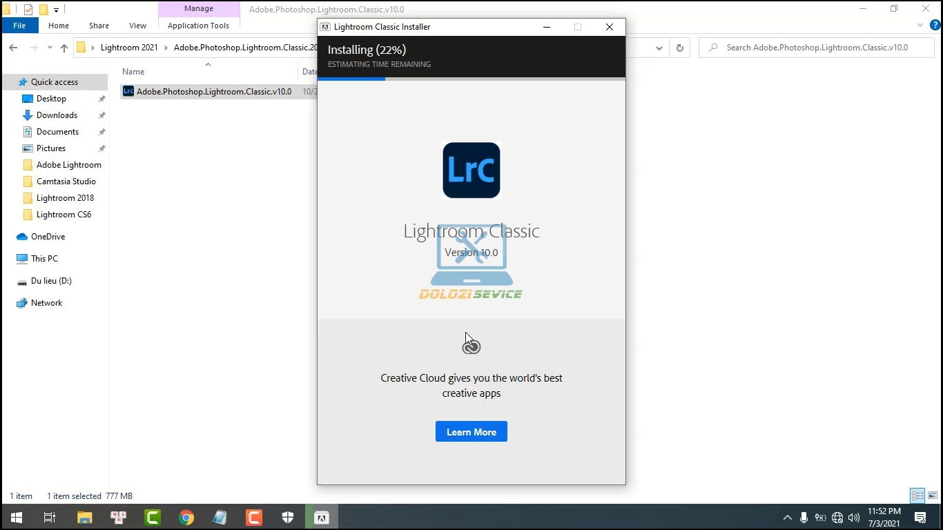 Đợi phần mềm Lightroom 2021 Full Crack cài đặt hoàn tất