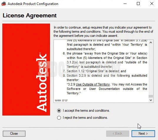 Tích chọn I accept the terms and conditions sau đó nhấn Next