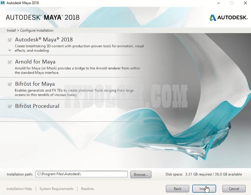 Để mặc định sau đó nhấn Install