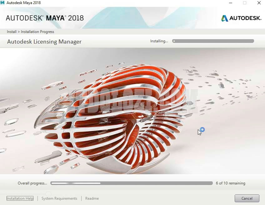 Đợi phần mềm Autodesk Maya 2018 hoàn tất