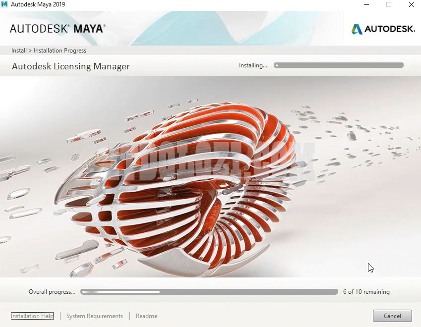 Đợi phần mềm Autodesk Maya 2019 hoàn tất