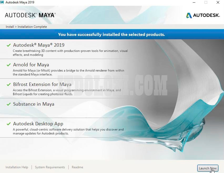 Hoàn tất cài đặt Autodesk Maya 2019