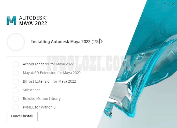 Đợi phần mềm Autodesk Maya 2022 cài đặt hoàn tất