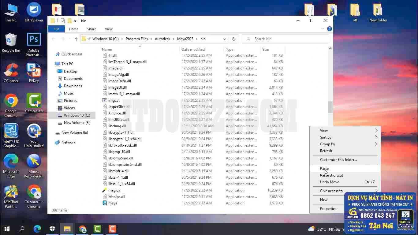 Paste(Dán) File vừa Copy vào thư mục cài đặt Autodesk Maya 2023