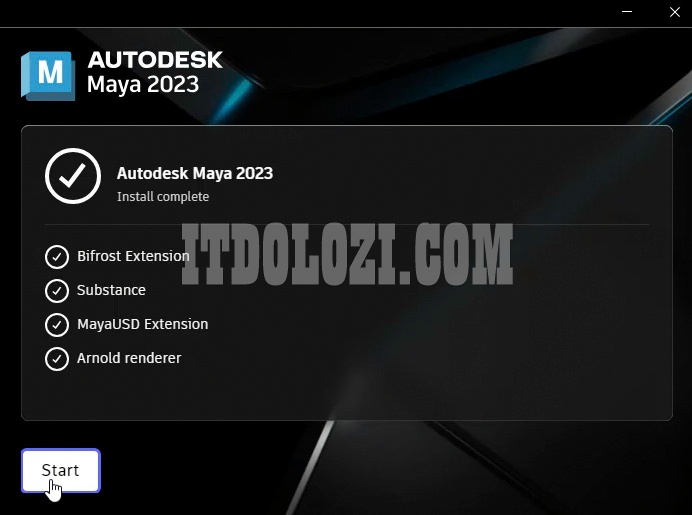 Cài đặt thành công Autodesk Maya 2023
