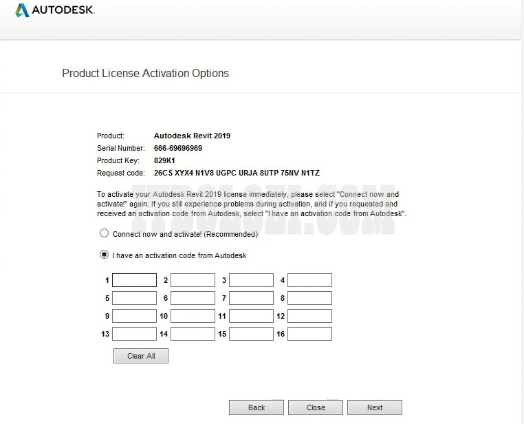 Ta chọn I have an activation code from Autodesk
