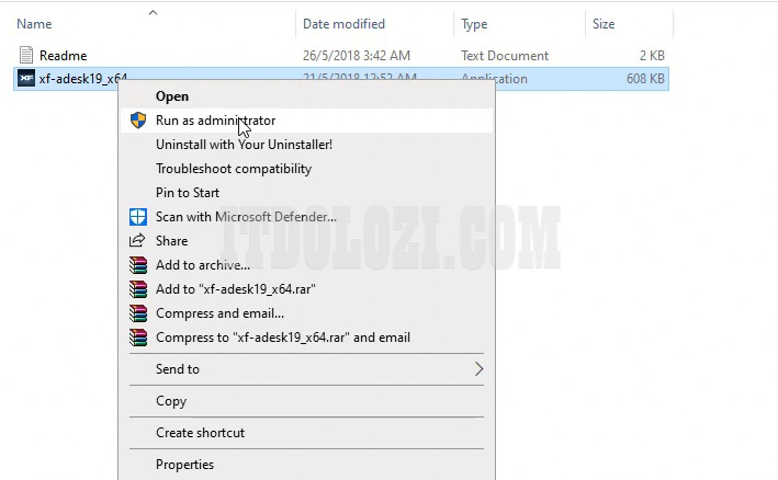Chạy phần mềm kích hoạt bằng cách chuột phải chọn Run as administrator
